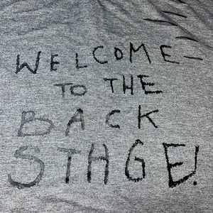 NAMO GRAY T SHIRT distressed split sided 42” chest WELCOME TO THE BACK STAGE LRG